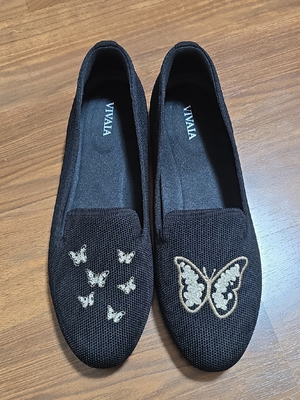Vivaia Audrey Round-Toe Butterfly Embroidered Loafers